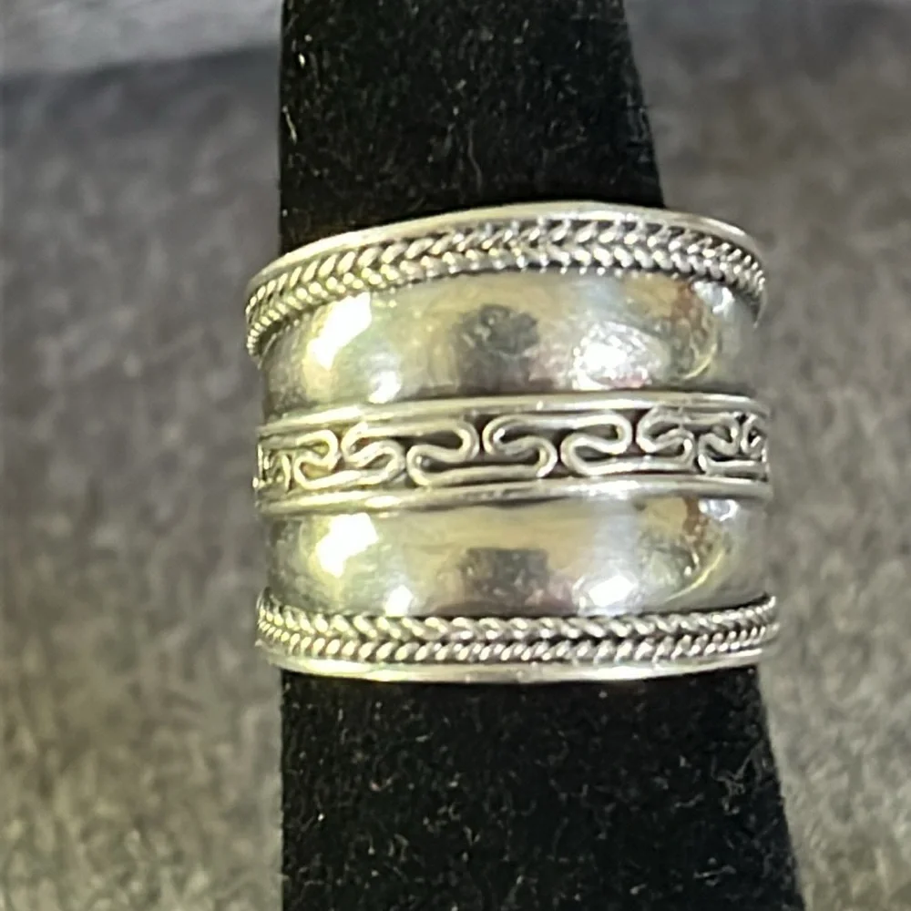 Sterling Cigar-band Ring-6 - Picture 2 of 6